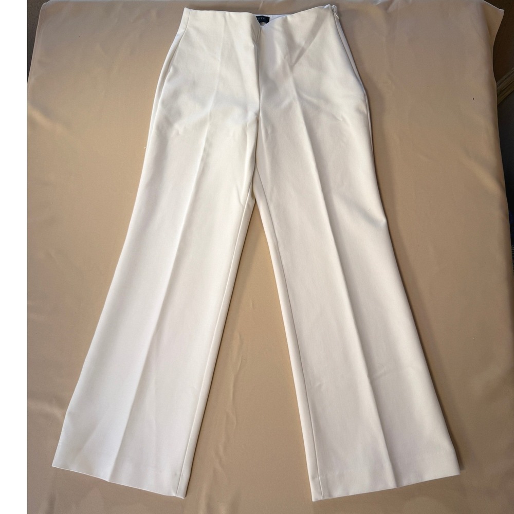 Talbots Ivory Side Zip Wide Leg Slacks Pants Womens 8P Petites Cream